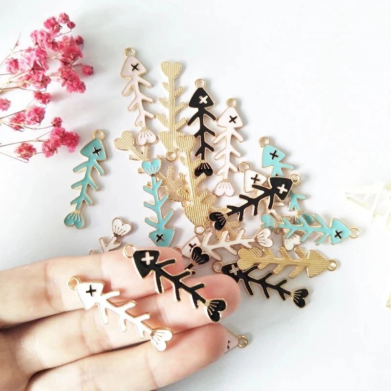 

Lizz 10pcs Fish Bones Zinc Alloy Floating Pendant Fashion Jewelry Accessories charms for jewelry making bulk charm dangles