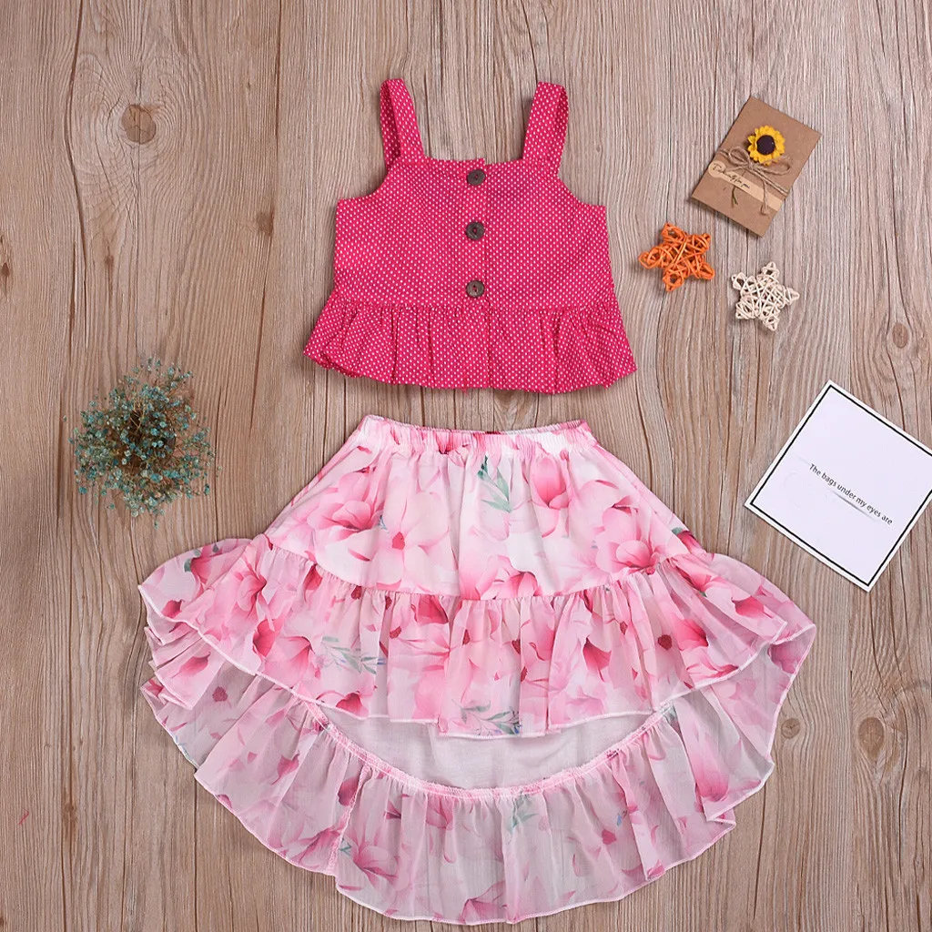 2019 новые стильные летние блузки топы для маленьких девочек платье с юбкой