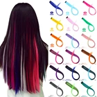 Длинные Прямые Цветные прядки для волос MEIFAN, разноцветные прядки для наращивания волос на клипсе, аксессуары для волос радужной расцветки