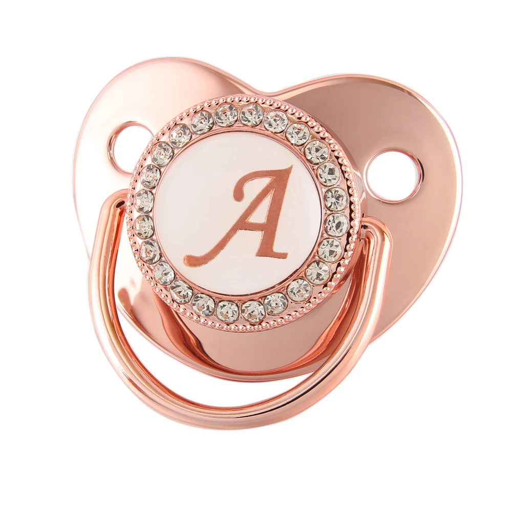 

26 Letters Rose Gold Bling Pacifier BPA Free Baby Nipple Newborn Dummy Soother 0-12 Months Drop Shipping