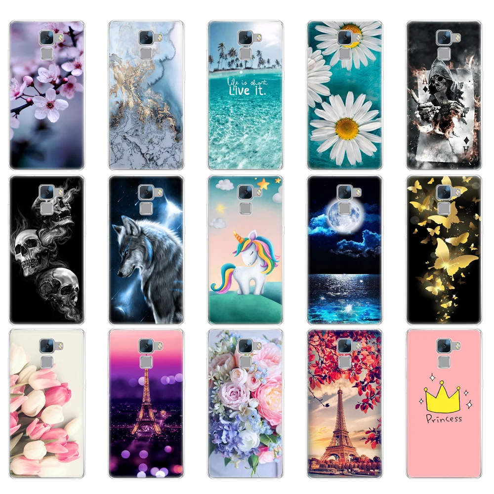 cover phone case for huawei honor 7 soft tpu silicone back cover 360 full protective printing clear coque Cat flower