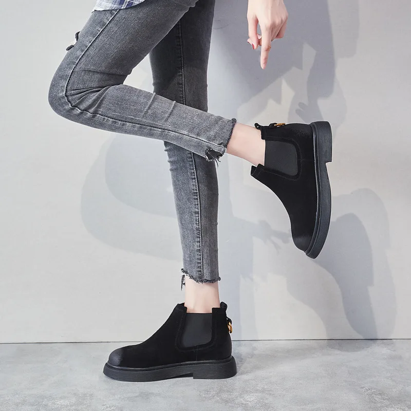 Осенняя обувь из натуральной кожи; botas mujer; женские ботинки «Челси»; botas mujer; женские ботинки; женские ботильоны с перекрестной шнуровкой