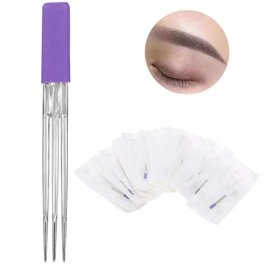 30pcs Manual Tattoo Needles Makeup Microblading Semi-Permanent Eyebrow Needle foe Pen Make up Accessories 3 x 3RL | Красота и