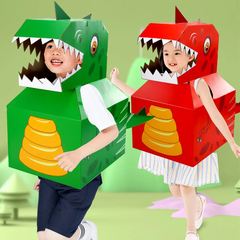Детский картонный костюм динозавра в сборе объемная головоломка веселая
