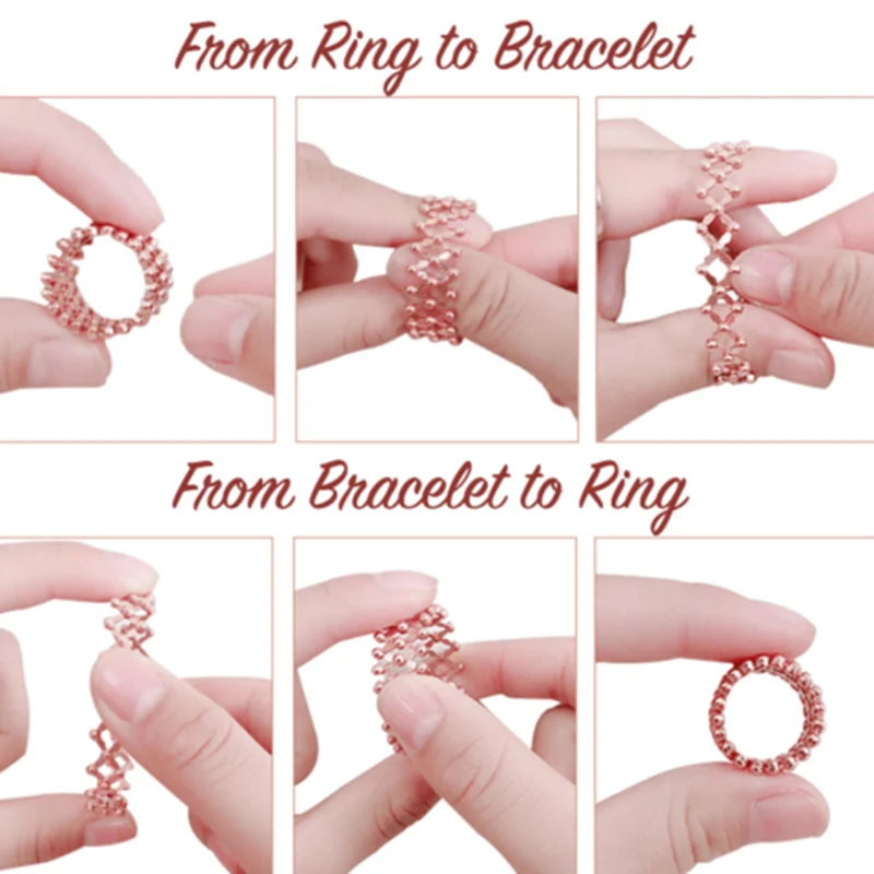 

S925 Silver Ring Bracelet 2-in-1 Transformable Ring Bracelet Telescopic Ring for Women A66