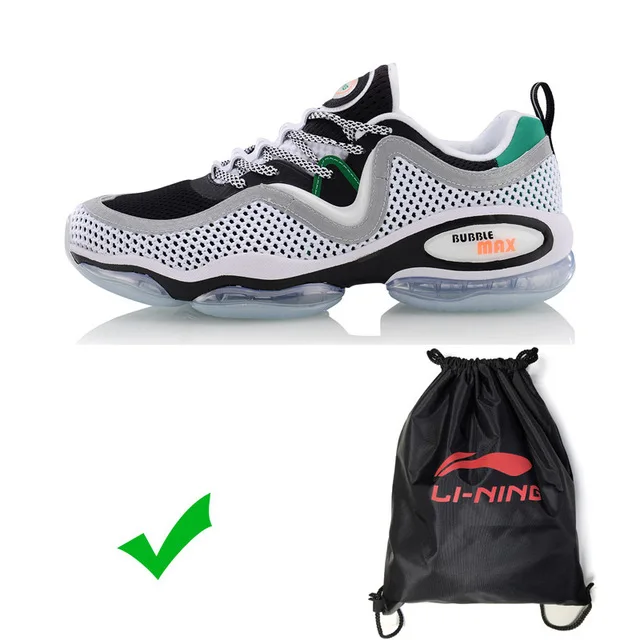 Li-Ning/Мужская прогулочная обувь BUBBLE MAX II с воздушной подушкой; спортивная обувь с дышащей сеткой в стиле ретро; кроссовки для отдыха; AGLP001 SJFM19 - Цвет: AGLP001-1H
