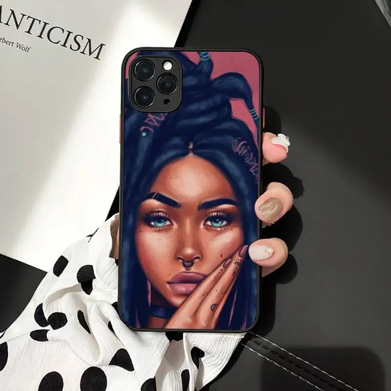 

african girl art pattern Phone Case matte transparent For iphone 7 8 11 12 plus mini x xs xr pro max cover
