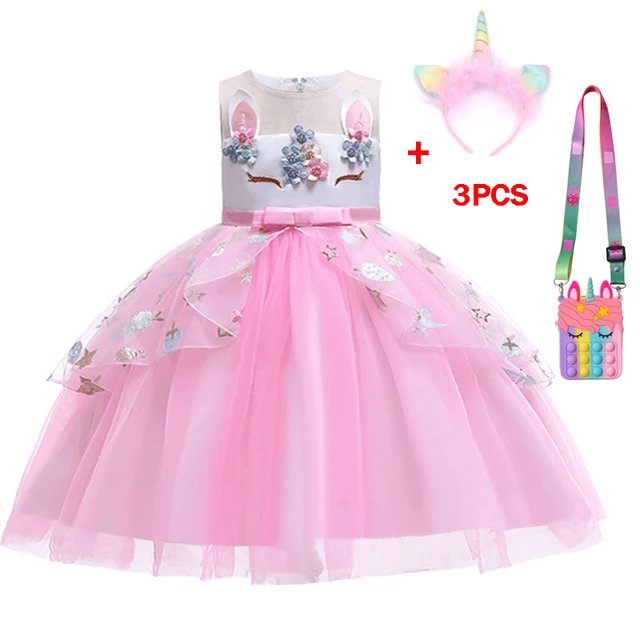 Summer Dress For Girls Children Carnical Birthday Party Unicorn Princess Dresses Flower Wedding Kids Vestidos 3-12Y | Детская одежда и