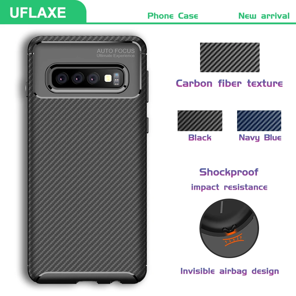 

Soft Silicone Case for Samsung S10 Plus S10e Galaxy S10 Lite Samsung S9 Plus Carbon Fiber Texture Back Cover Shockproof Casing