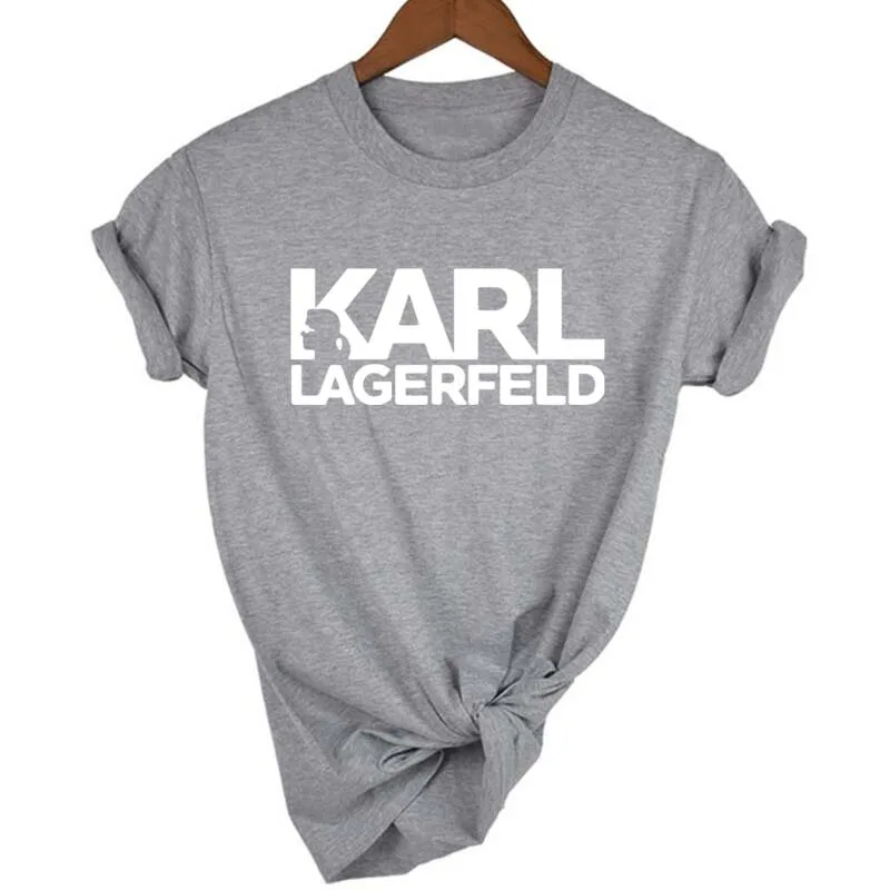 Karl Lagerfeld Футболка с принтом женская модная повседневная футболка коротким