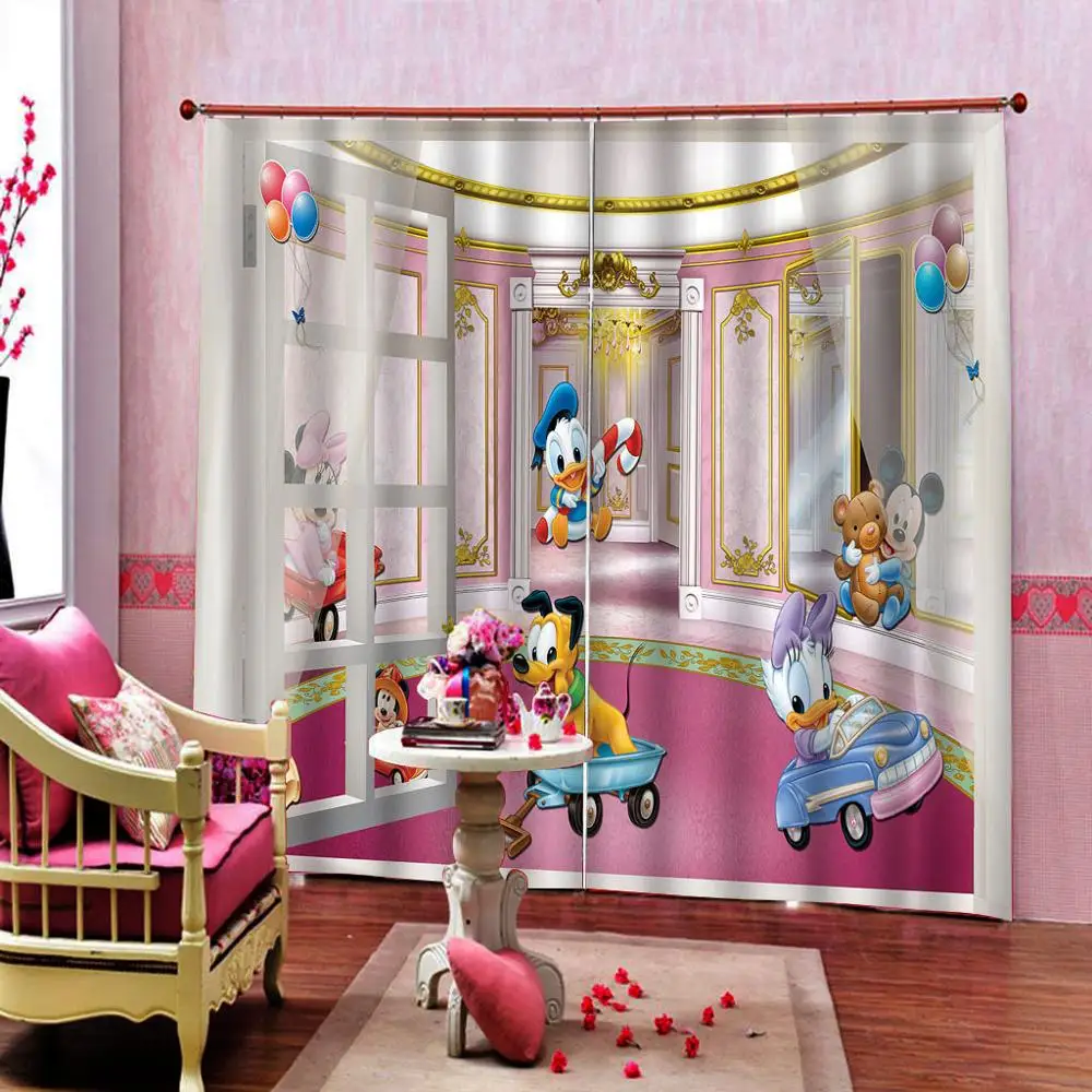 3D занавеска Роскошная затемненная для окна Гостиная мультяшная s Розовая