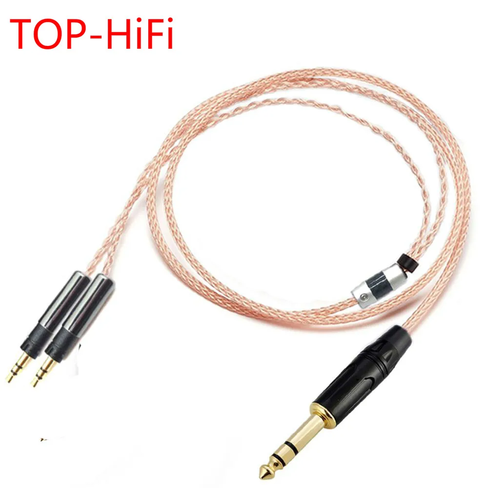 Enlarge TOP-HiFi Handmade 6.35mm TRS Single Crystal Copper Headphone Upgrade Cable for ATH-R70X R70X Headphones