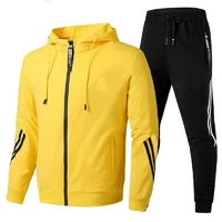 2021 autumn and winter new mens zipper shirt suit mens trousers youth casual running two bar sports suit men