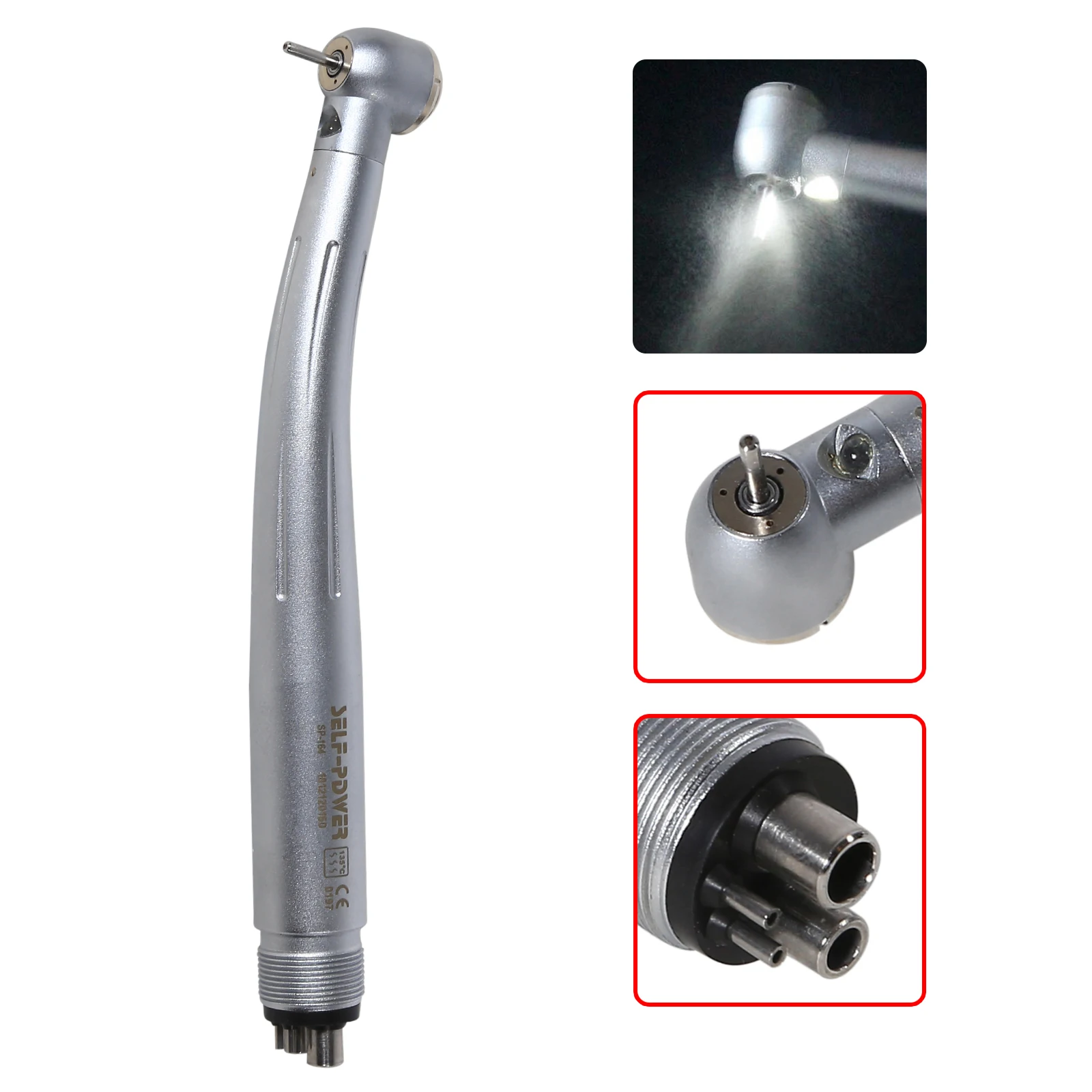 Dental led (no led) high speed handpiece air turbine 4 hole E-generator Large Head Cartridges 3 water spray Fit NSK dental tools