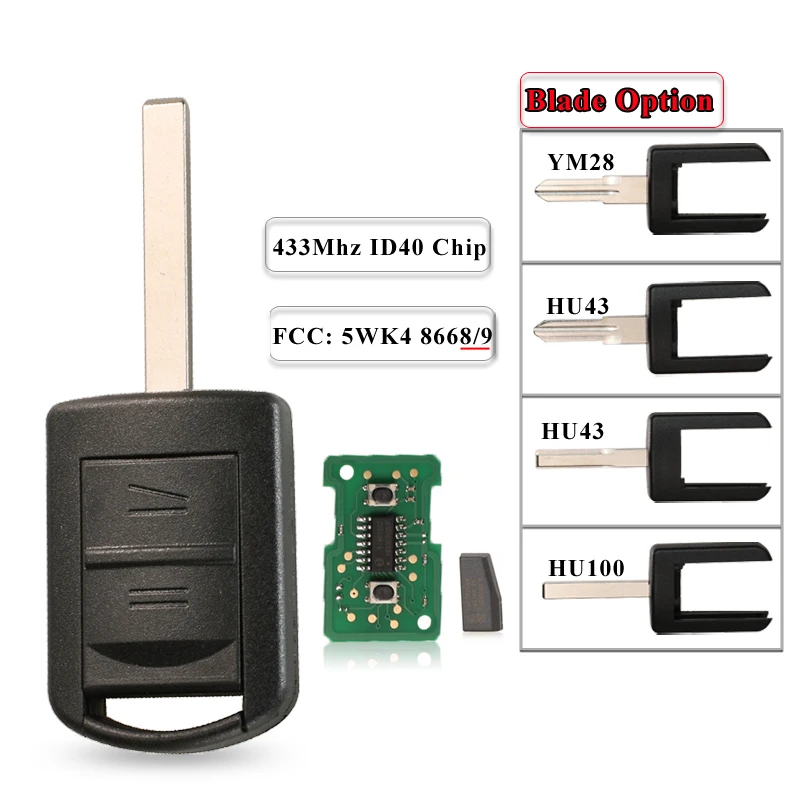 Jingyuqin 2 кнопки дистанционного управления Автомобильный ключ для Opel Vauxhall Corsa C