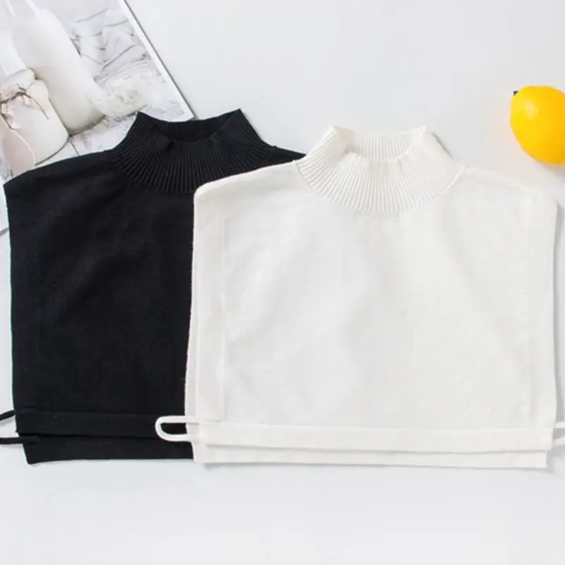 Женский зимний свитер декоративный ложный воротник трикотажная водолазка в