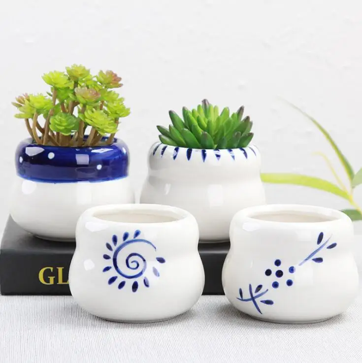 Белый керамический мясистый цветочный горшок в горшках домашний офисный декор