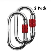 1 pair climbing carabiner 25kn stainless steel screw lock protection carabiner clip for climbing hiking yoga hammock