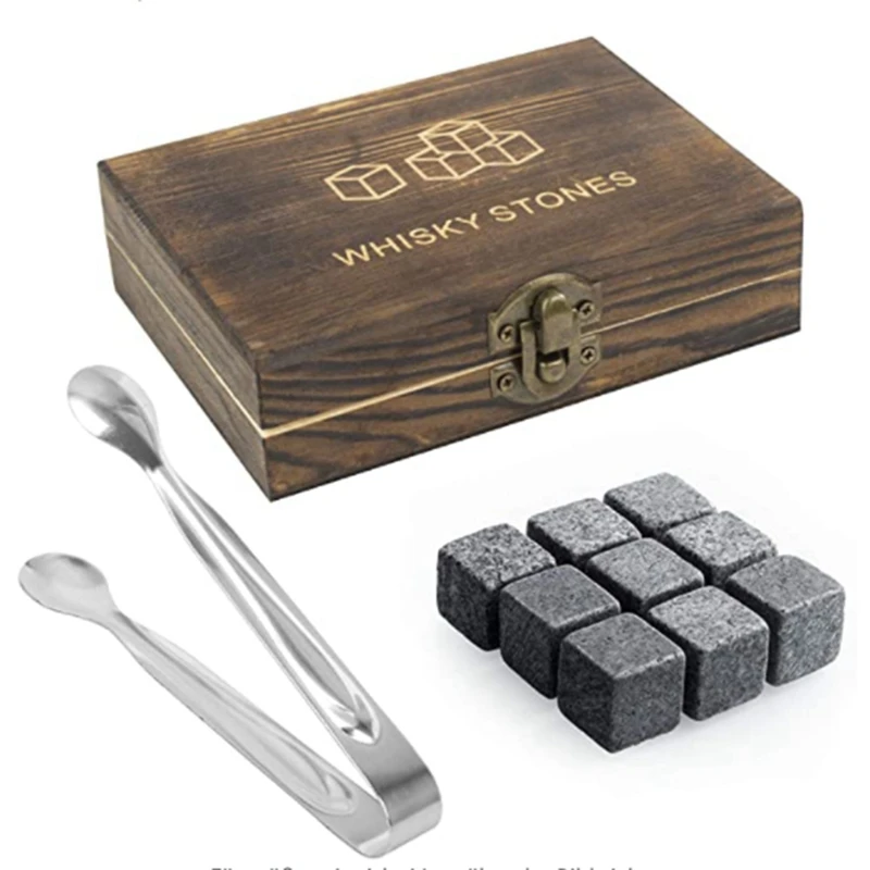 Whiskey Stone Gift Set Whisky Stones in Luxury Wooden Box Gifts for Men Keep Bourbon Chilled | Дом и сад
