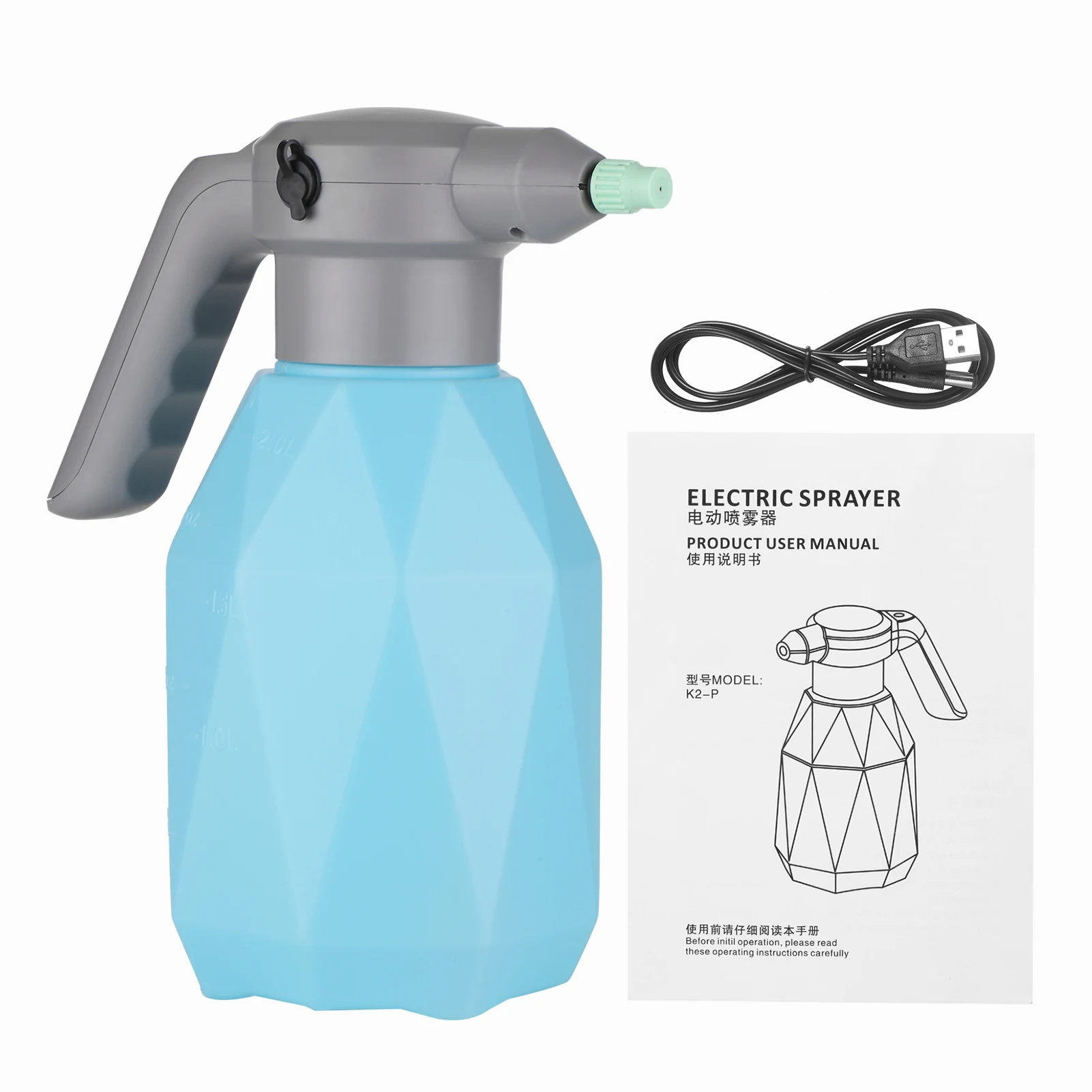 

KKmoon USB Электрический поливочный садовый поливочный распылитель 2.0L с сенсорным управлением перезаряжаемый поливочный распылитель