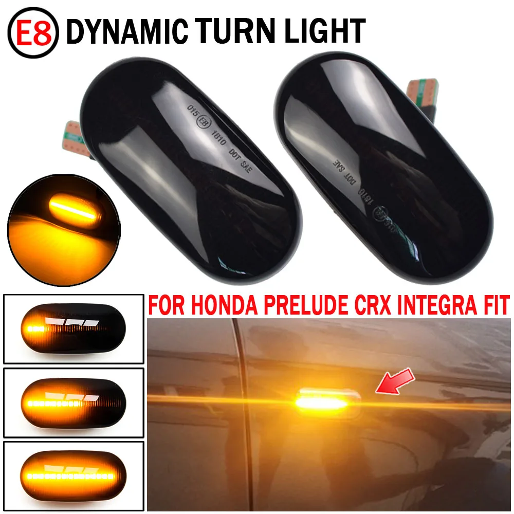 

Светодиодный динамический автомобильный поворотник, боковой маркер, указатели поворота, лампа для HONDA preвстроенный CRX S2000, подходит для Sol Acura...