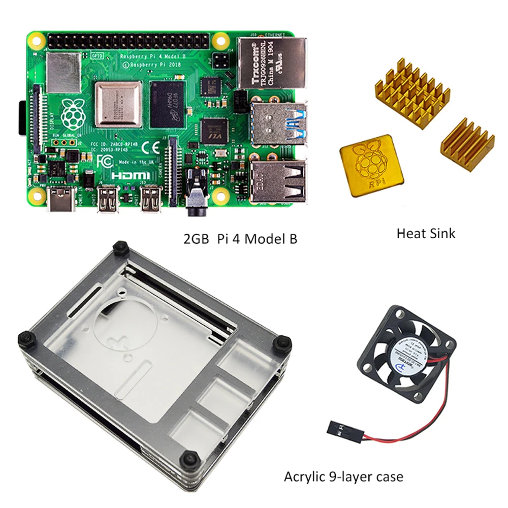 Günstig Raspberry Pi 4 Modell B Starten Kit - 8GB/2GB/4GB RAM Mit Pi 4 B Neue 9 Schichten Fall Mit Fan Und Die Kühlkörper Kühlung Kit