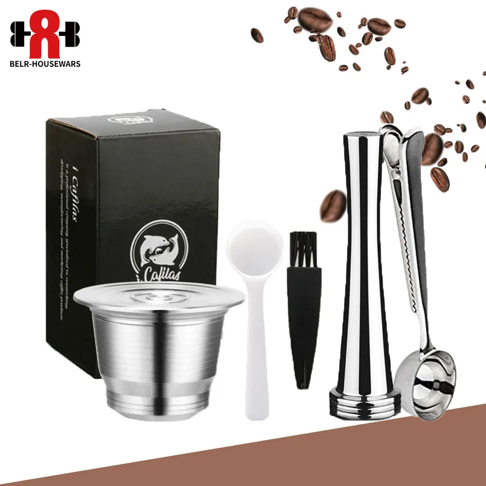 iCafilas Refillable Empty Coffee Filters Nespresso Stainless Steel Coffee Capsule Pod Reusable For Espresso Machine