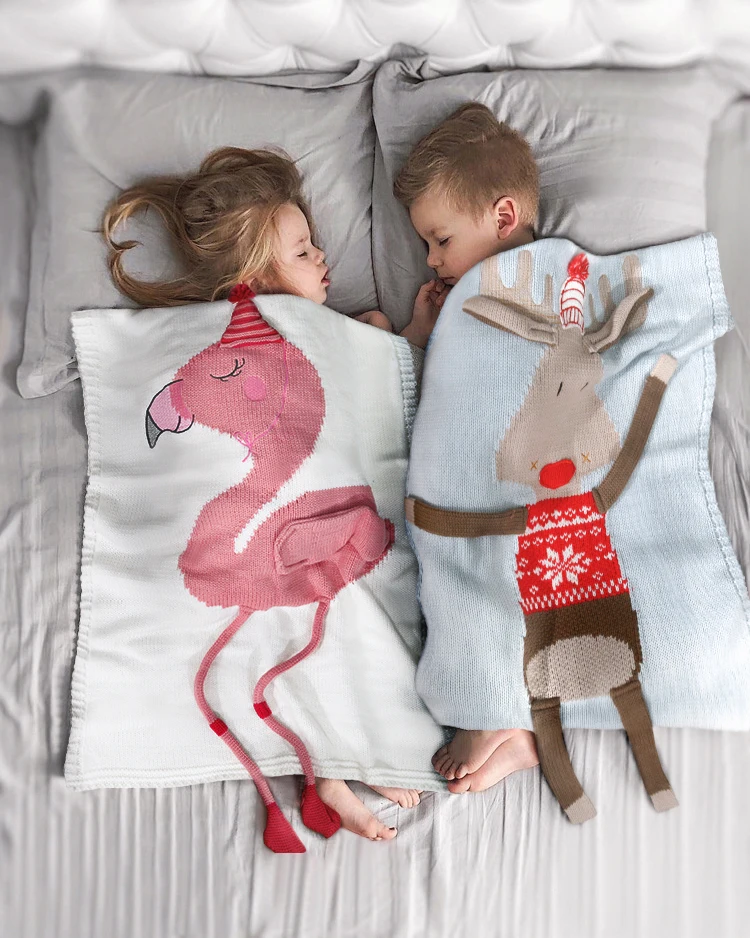 

Baby Blanket Cotton Knit Blanket Pink Flamingo Air Conditioning Blanket Children's Knitted Blanket Beach Mat Baby Blanket