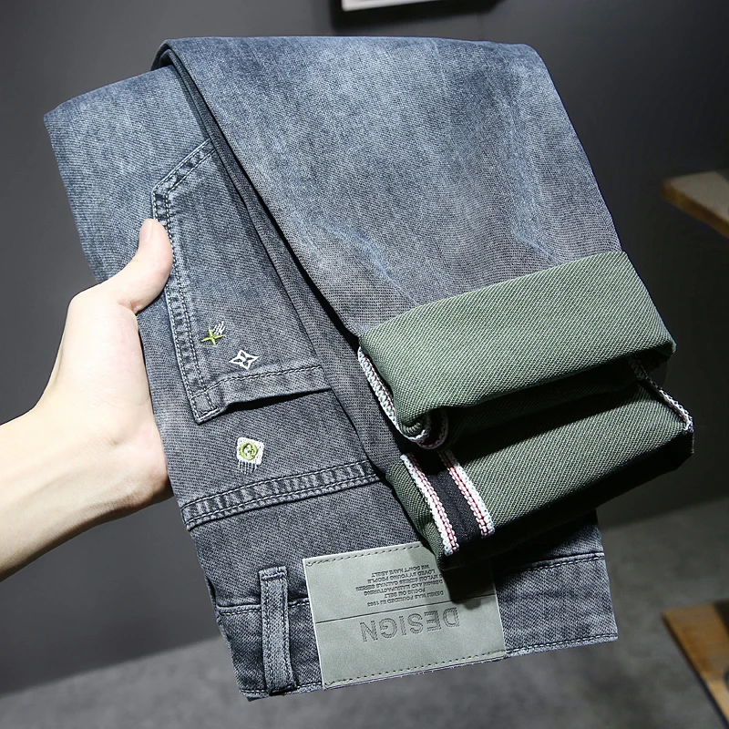 

2021 Men Jeans Pants Slim Fit Fashion Denim Pants Boys Small Feet Ripped Holes Cropped Jeans Thin Men's Social Men Pencil Pants