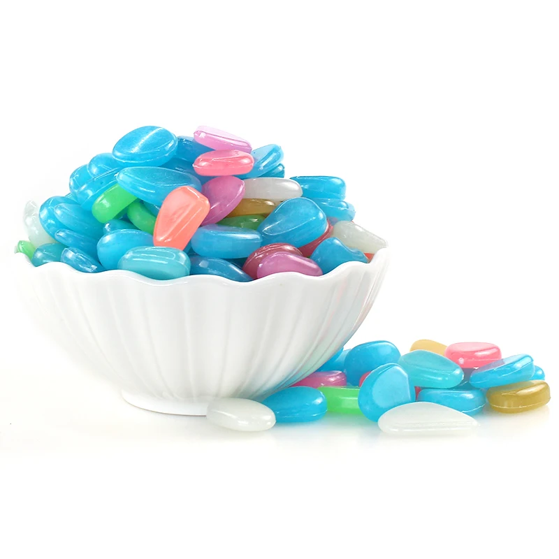 10 шт аквариума украшения для светящиеся камни искусственные декоративные галька