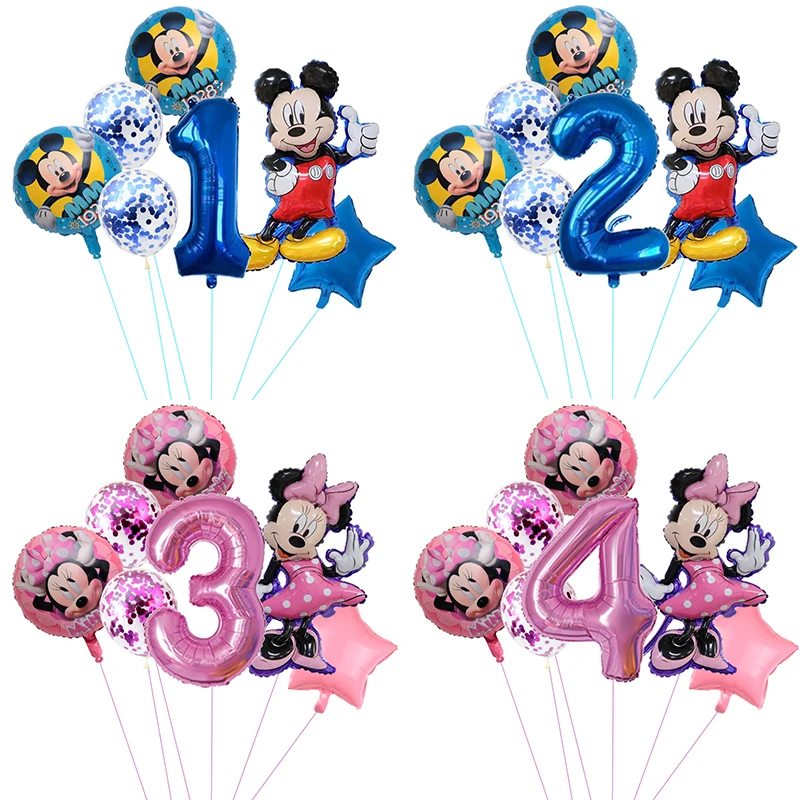 

7pcs Disney Mickey Mouse Party Balloons Minnie Balloons 32" Number Balloon Baby Shower Birthday Party Decorations Kids Toy Gifts