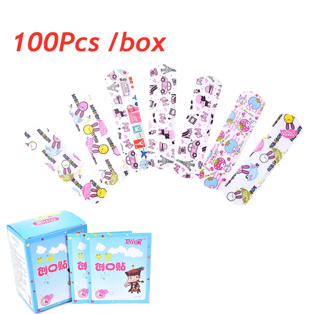 

100Pcs Cute Cartoon Band First Aid Emergency Kit For Kids Children Aid Waterproof Breathable Hemostasis Adhesive Bandages