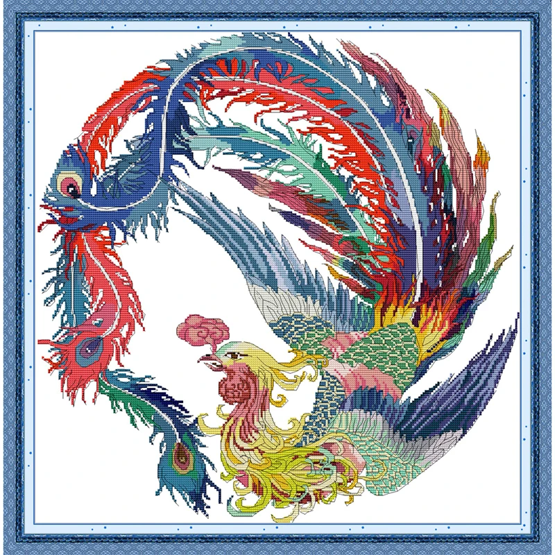

Everlasting Love Auspicious Phoenix Ecological Cotton Chinese Cross Stitch Kit Printed 14CT Stampted Wedding Home Decoration