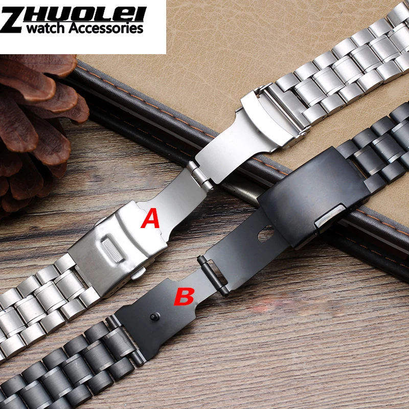 stainless steel watchband for men's TIMEX T2N720 T2N721 TW2R55500 T2N721 watch strap 24*16mm lug end silver black bracelet