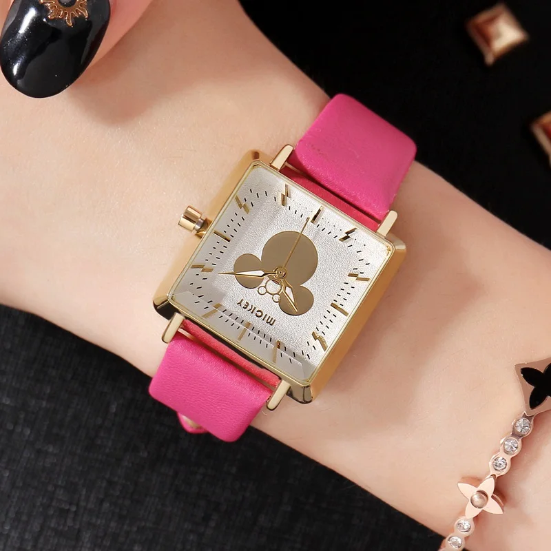 

Women Trendy Leather Strap Quartz Watch Ladies Cute Girls Clocks Student Mickey Waterproof Reloj Montre Femme Gift Girl Lady New
