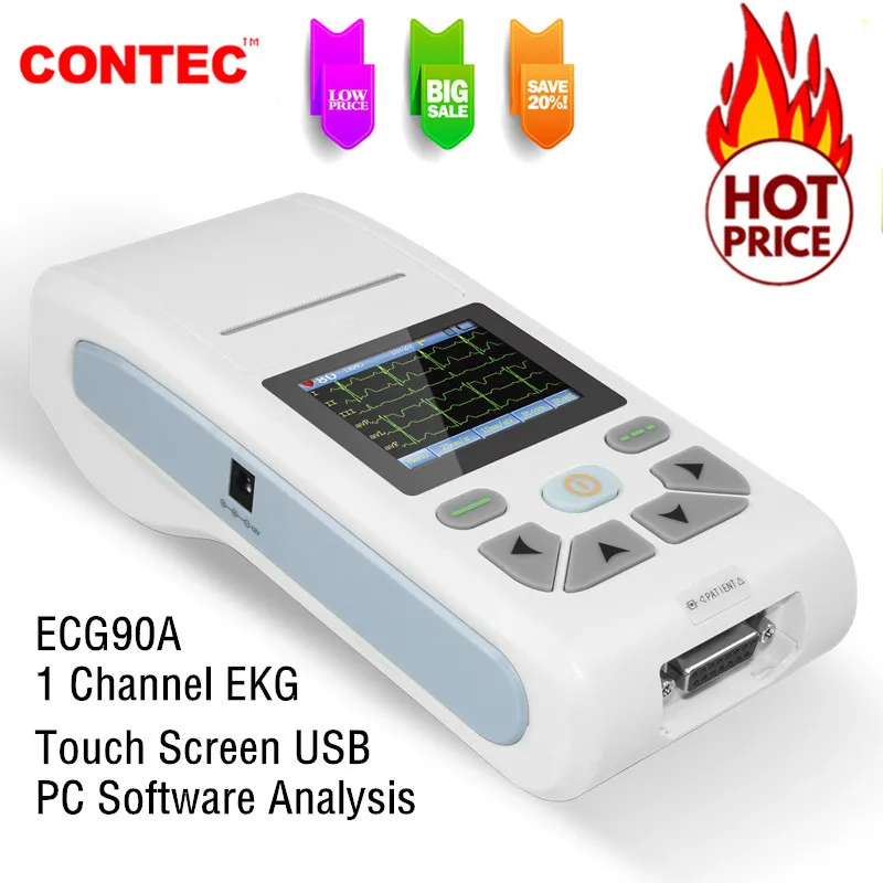 

CONTEC ECG90A портативный ручной 12 канальный 3/6/12-lead сенсорный экран ЭКГ машина программное обеспечение