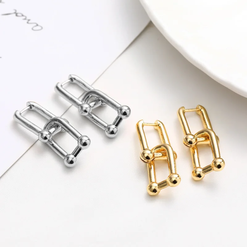 

Double U Shape Ear Stud Cuff Earring for Women Fall Earrings 2020 Fall Winter Korean Fashion Wholesale