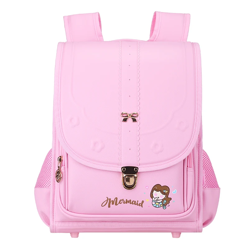 

Orthopedic Kids School-bag Japanese Randoseru Large Capacity Light School Backpack For Girls Waterproof PU Baby Mochila Infantil