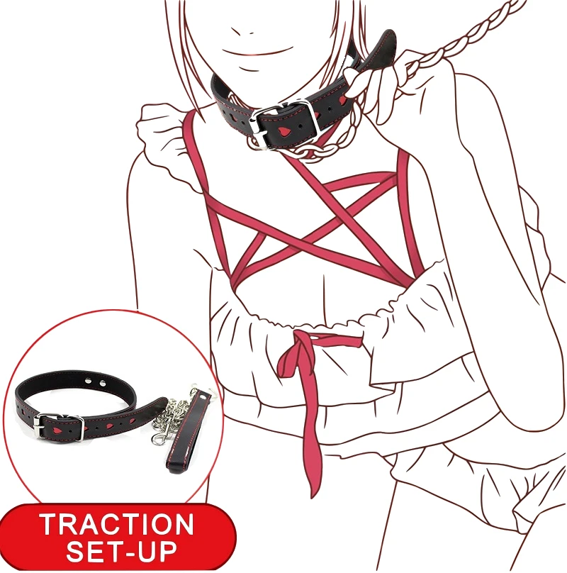 Sex Products PU Leather Slave Collar BDSM Bondage Fetishs Necklace Traction Rope Adult Lingerie Accessories for Woman | Красота и