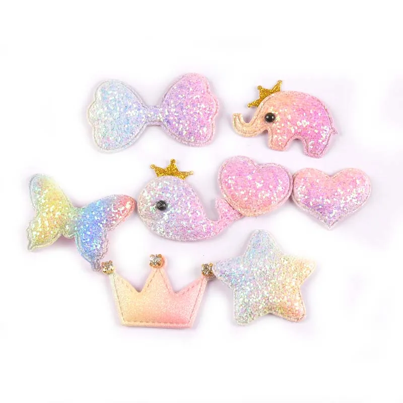 5 шт. блестящих пластырей с аппликацией в виде животных накладки для рукоделия