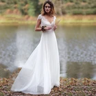 Женское свадебное платье в стиле бохо, шифоновое платье с глубоким V-образным вырезом и рукавами-крылышками, модель 2021