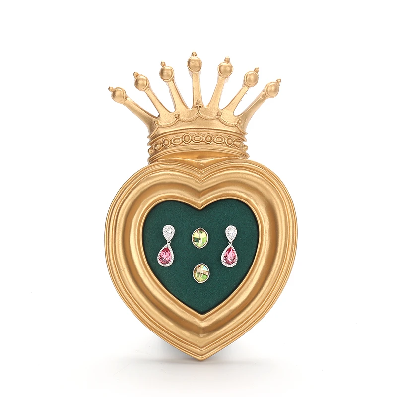

Resin Crown Green Earrings Jewelry Display Stand For Luxury Women Rings Pendent Jewellery Organizers Showing Case For Counter