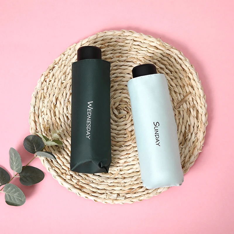 

Mini Umbrella Rain Women Weekly theme umbrella Kids Umbrella 8 Rib Sunscreen Parasol Pocket Folding Small Umbrellas Windproof