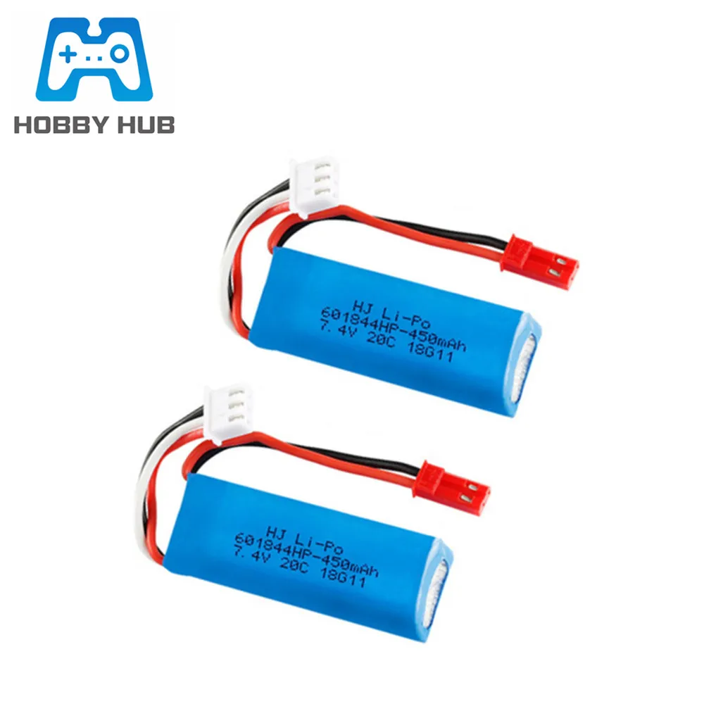 Литий Полимерный Аккумулятор 7 4 в 450 мАч 20C для WLtoys K969 K979 K989 K999 P929 P939 запчасти