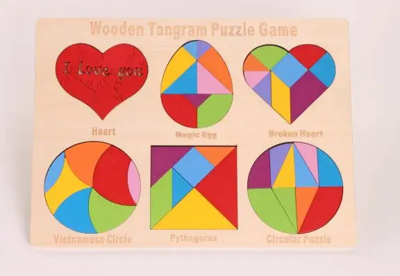 062 3D деревянные головоломки Tangram, головоломки, настольные игры, головоломка, Детский образовательный Детский пазл, детские игрушки, деревянные подарки - Цвет: 062