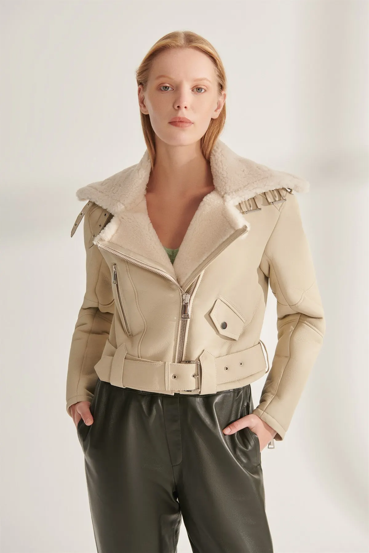 Genuine Leather Jackets Real Furry Biker Coat Female Winter Clothing Warm Waterproof Parkas Design New Street Fashion Turkey