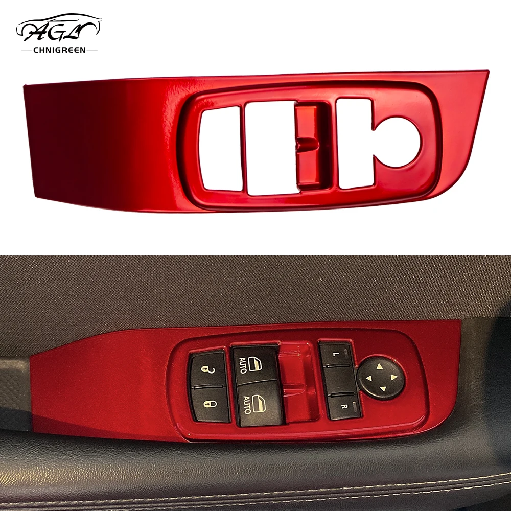 

for Dodge Challenger 2015 Up 2pcs Red or Carbon Fiber Color Window Lift Trim Switch Button Panel Interior Accessories