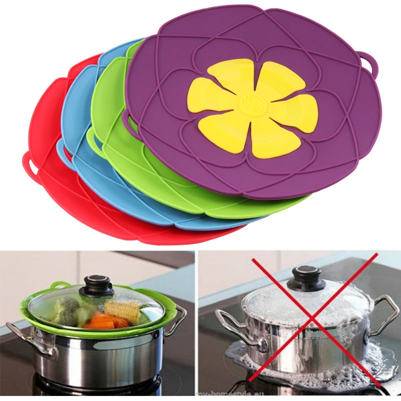 Silicone lid Spill Stopper Cover For Pot Pan Kitchen Accessories Cooking Tools Flower Cookware Home Gadgets | Дом и сад