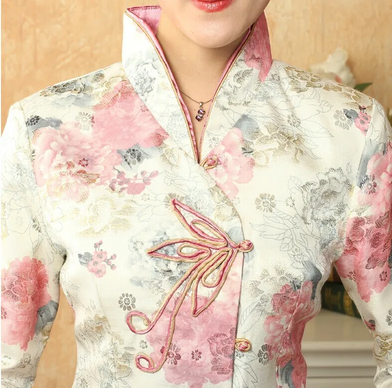 Лидер продаж многоцветный китайский женский атласный пиджак принт традиционный