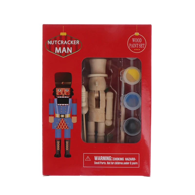 

1Pc 12cm Nutcracker Puppet Christmas Decor DIY Wood Embryo Nutcracker Soldier